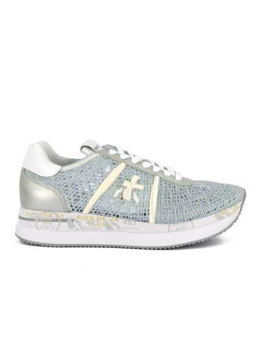 PREMIATA donna CONNY 6702 scarpa sneakers in tessuto retato celeste