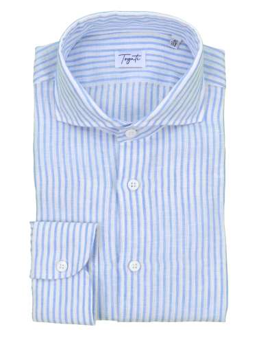 TOGATI man white and heavenly striped linen shirt ROBY RO44/04