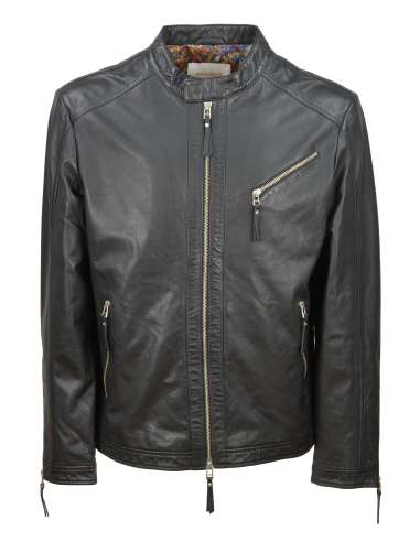 OFFICINA 36 man black real leather biker jacket CUJK09 NERO