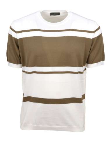 FERRANTE man brown striped T-shirt 100% cotton 51U24116 241