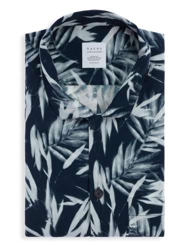 XACUS man blue palm print shirt 61566.001 440MM LEGACY SHIRT