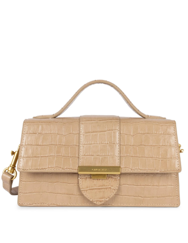 LANCASTER woman beige leather baguette bag CROCO ILY 531-013-NATUREL