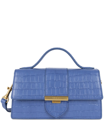 LANCASTER woman blue leather baguette bag CROCO ILY 531-013-BLEU