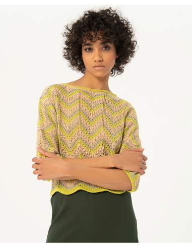 SURKANA donna maglia a righe all'uncinetto verde 514JARU231 61