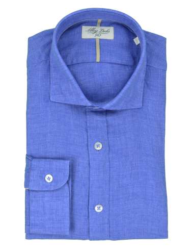 ALLEY DOCKS 963 uomo camicia azzurro 100% lino AU24S02CA CAPRI BLUE