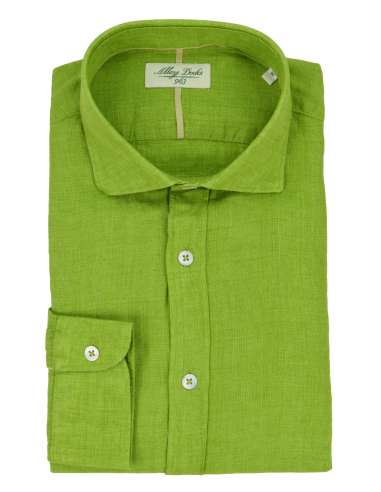 ALLEY DOCKS 963 man green shirt 100% linen AU24S02CA CACTUS