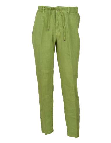 ALLEY DOCKS 963 uomo pantalone chino 100% lino verde AU24S30PA GREEN