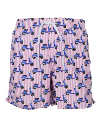 ALLEY DOCKS 963 man striped pink swim trunks AU24S15BW PINK