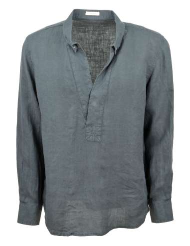 OFFICINA 36 uomo camicia lino senza bottoni grigio CAMICIA 3018 CONAN