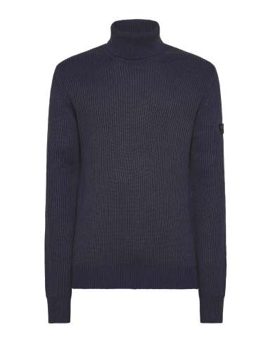 PEUTEREY man EVROS 01 215 blue tricot turtleneck sweater