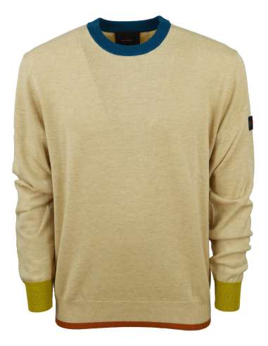 PEUTEREY uomo NEW MARLON 852 maglia paricollo tricot misto lana beige