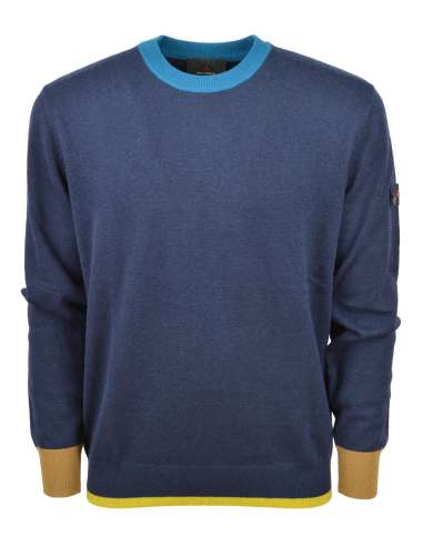 PEUTEREY uomo NEW MARLON 215 maglia paricollo tricot misto lana blu