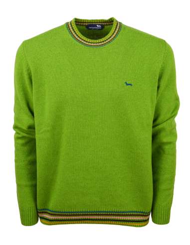 HARMONT & BLAINE uomo maglia paricollo verde rigato HRM673 030749 636