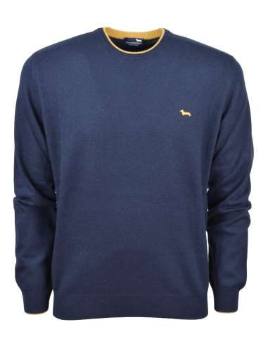 HARMONT & BLAINE men's basic blue crew neck sweater HRM007 030187 801