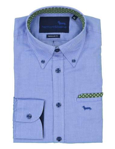 HARMONT & BLAINE uomo camicia oxford pochette blu CRM500 B 011760 805