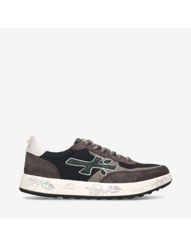 PREMIATA Sneakers Uomo  NOUS 6858 in tessuto tecnico blu e patch marrone