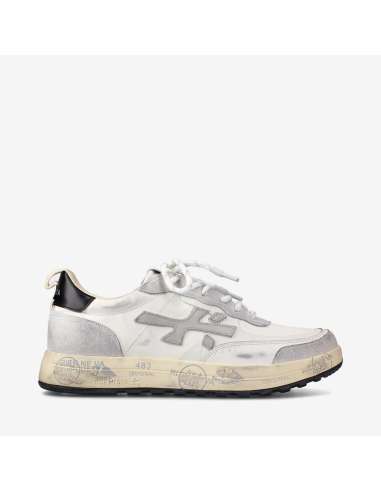 PREMIATA Sneakers Uomo NOUS 6765 in pelle bianco e grigio