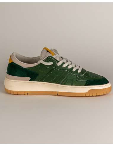 D.A.T.E. Sneakers uomo TORNEO COLORED GREEN basse in pelle con inserti in suede verde