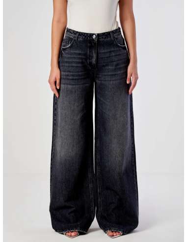 VICOLO jeans donna DS0020 denim scuro wide leg "Lexi"