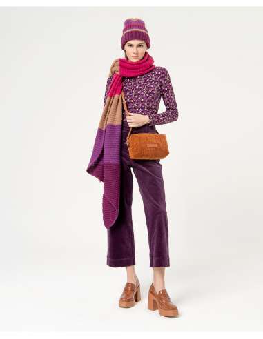 SURKANA Cappellino donna 34BULE532 in maglia a righe viola PURPLE