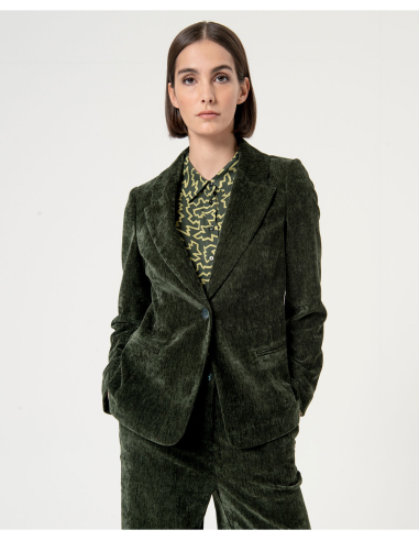 SURKANA Giacca blazer donna elasticizzata in velluto tinta unita verde 564ALVE321 GREEN