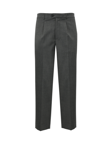 AMARANTO Pantalone uomo B6S0028 ACCIAIO taglio dritto con pinces in lana