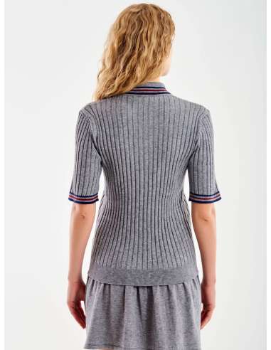 VICOLO Maglia donna polo a costine grigio 22178S GRIGIO