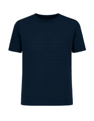 CASHMERE COMPANY Maglia uomo EU205536 169C t-shirt in cotone blu notte intreccio a quadri