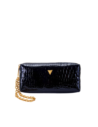 VICOLO borsa donna VB0007 NERO a mano in ecopelle effetto "coco" vernice nero Shibuya Pocket