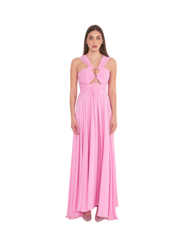 SILENCE LIMITED Abito donna AB4089 PINK lungo rosa scollato