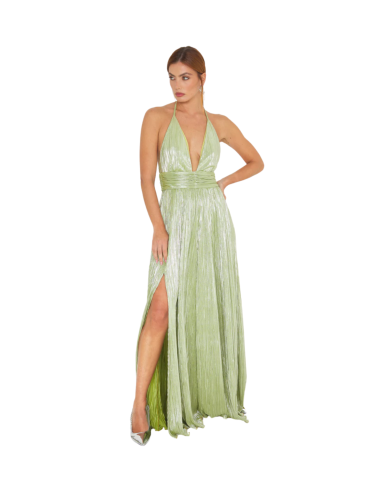 SILENCE LIMITED Abito donna AB4125 GREEN lungo satinato verde
