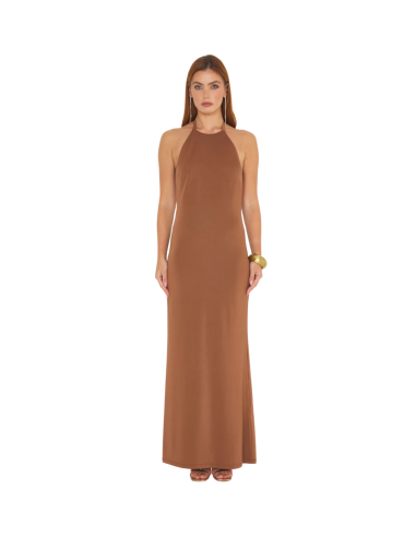 SILENCE LIMITED Abito donna AB4131 BROWN con spalline sottili e scollo sul retro marrone