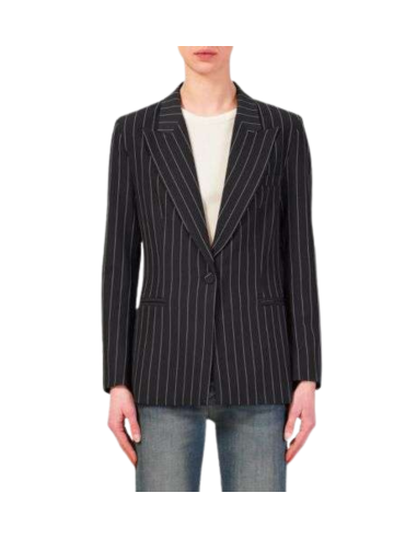 VICOLO Giacca donna TD0063 blazer due bottoni gessato blu
