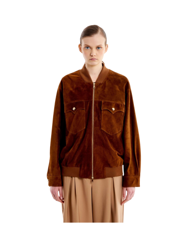 VICOLO Giacca donna TD0147 bomber over scamosciato in vera pelle