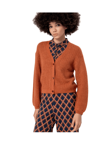 SURKANA Cardigan corto 554SOFI333 BROWN in maglia donna marrone