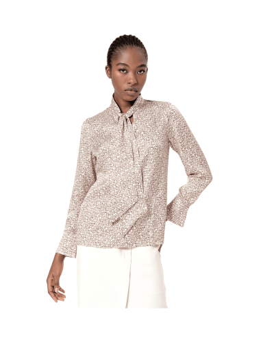 SURKANA Camicia donna 554SOEN124 ECRU blusa stampata satinata con fiocco ecrù