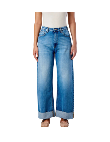 VICOLO jeans donna DS0107 denim palazzo con risvolto