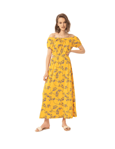 SURKANA donna abito lungo con spacchi fantasia giallo 524TALO717 10