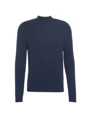 AMARANTO Maglia uomo B9F0042 BLU maglione a coste con collo alto