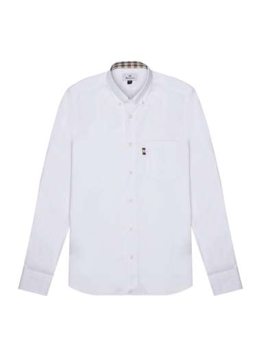 AQUASCUTUM Camicia uomo classica BUTTON DOWN POPEL SHIRT WHITE