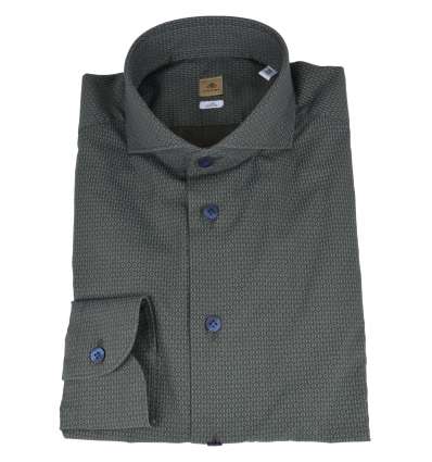 FRADI uomo camicia marrone collo francese fantasia slim CN6334 0531