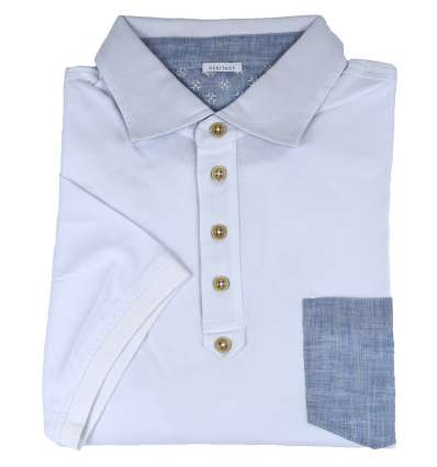 HERITAGE uomo maglia polo bianco con taschino H 0816 P 00501