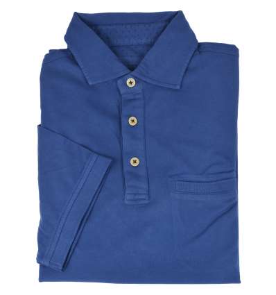 HERITAGE uomo maglia polo blu vintage con taschino H 0824 P 51730