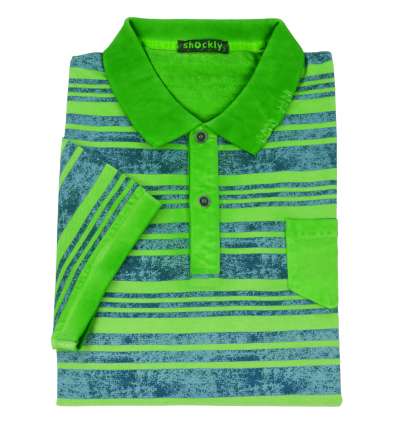 SHOCKLY uomo maglia polo righe verde M-POLO-DIRTY-STRIPE 6X3915 GREEN