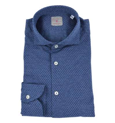 XACUS man blue knitted shirt tailor fit 31468.003 J722ML