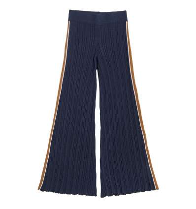 ALYSI woman 100% wool blue knitted pant 258101 A8043 NOTTE