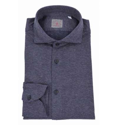 XACUS man blue knitted shirt textured fabric 31465.001 J722ML