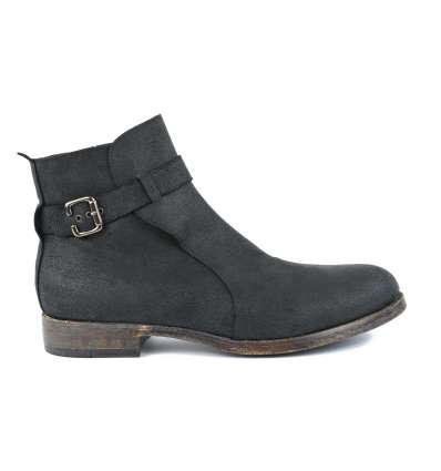 OFFICINA 36 man black leather ankle boot zip + strap U-13800 NERO