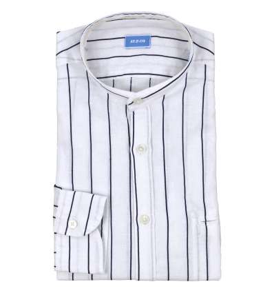 AT.P.CO man white striped mandarin collar shirt A186DANIEL CM29 007